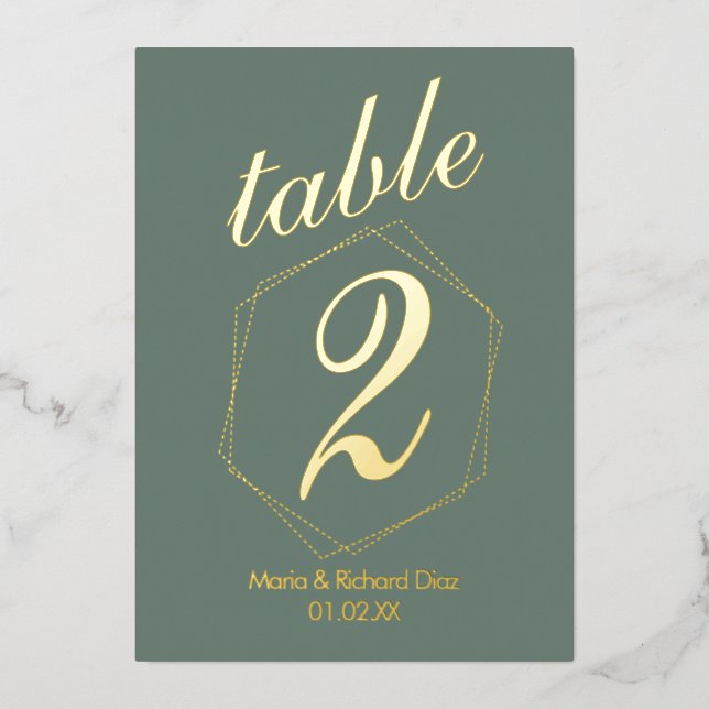 Dotted Border Pressed  Foil Table Number (Front)