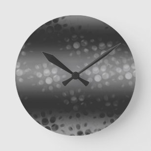 Dotted Bursts Pattern - Black, Gray, White Round Clock