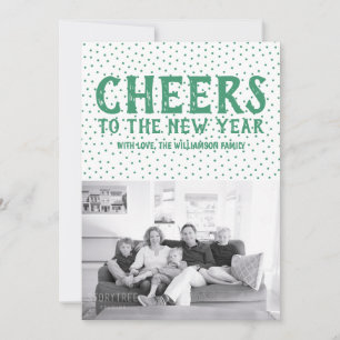 Dotted Cheers to the New Year Photo Card   Green