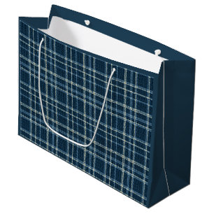 Dotted chequered pattern. Grey-blue. Large Gift Bag