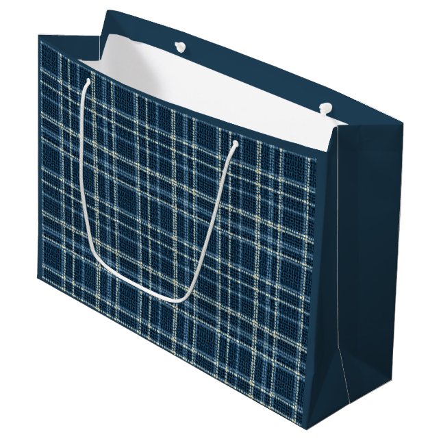 Dotted chequered pattern. Grey-blue. Large Gift Bag (Front Angled)