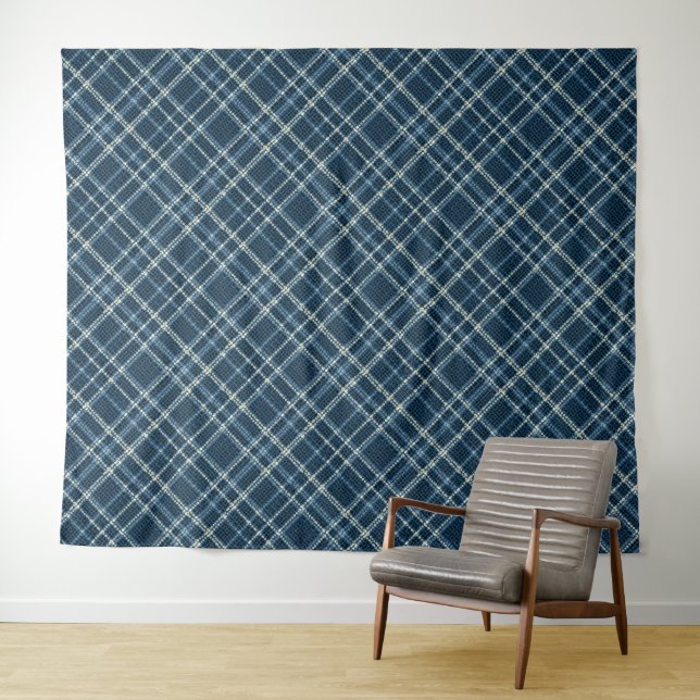 Dotted chequered pattern. Grey-blue. Tapestry (In Situ (Horizontal))
