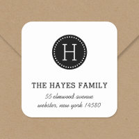 Dotted Circle Family Monogram Address Labels