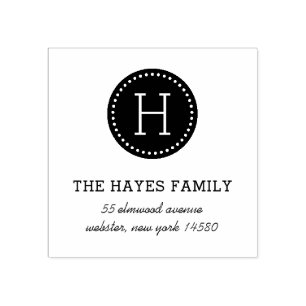 Dotted Circle Family Monogram Address Stamp