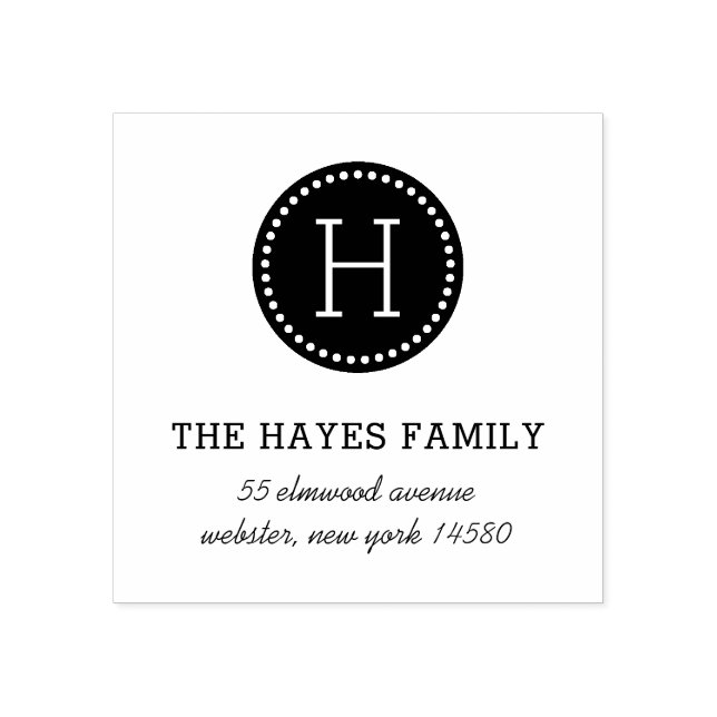 Dotted Circle Family Monogram Address Stamp (Imprint)