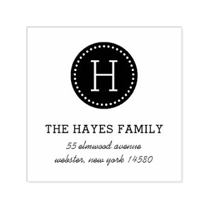 Dotted Circle Family Monogram Address Stamp