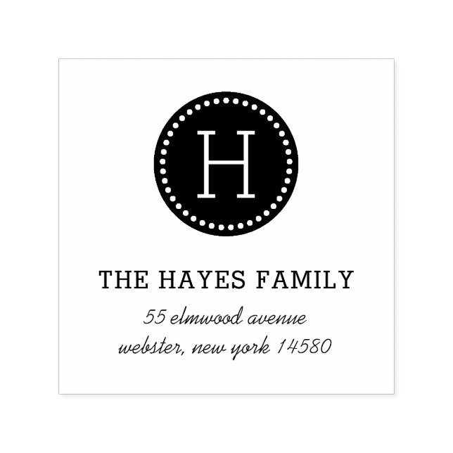 Dotted Circle Family Monogram Address Stamp (Design)