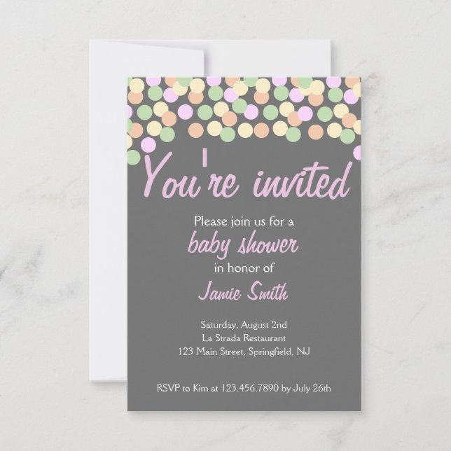 Dotted Confetti Baby Shower Invitation (Front)