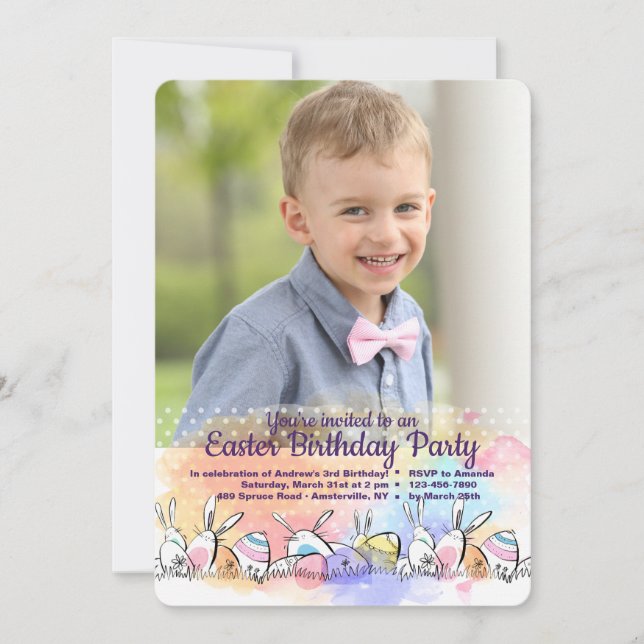 Dotted Easter Photo Invitation (Front)