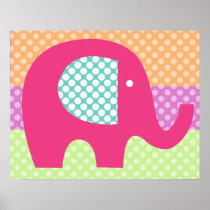 Dotted Elephant Nursery Poster