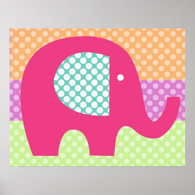Dotted Elephant Nursery Poster (Front)