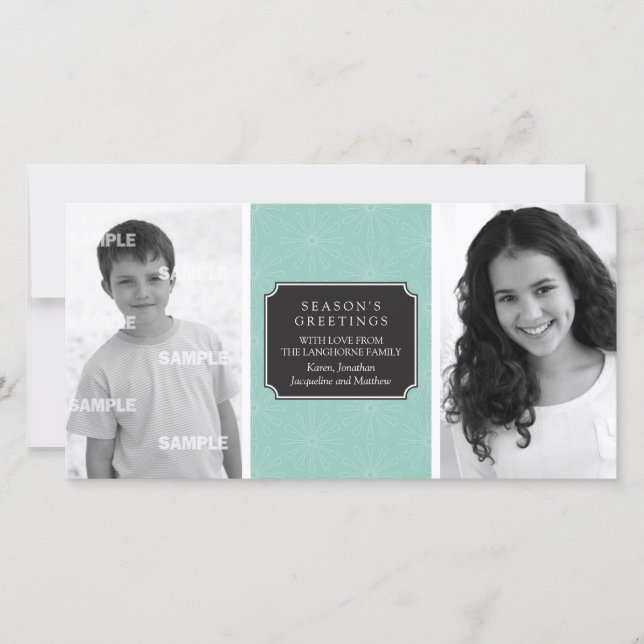 Dotted Floral Frame Photo Card (Front)