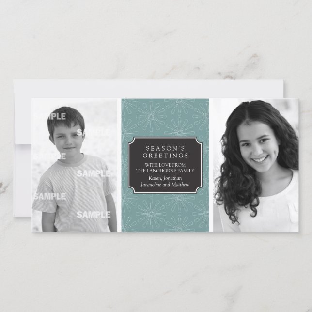 Dotted Floral Frame Photo Card (Front)