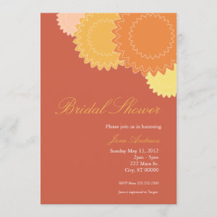 Dotted Flowers - Orange, Yellow Invitation