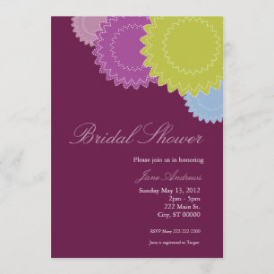 Dotted Flowers - Purple, Green, Blue Invitation
