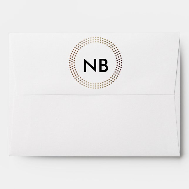 Dotted Gold Circles Modern Dot Invitation Envelope (Back (Top Flap))