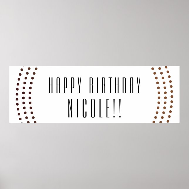 Dotted Gold Circles Modern Dots Party Banner Poster (Front)