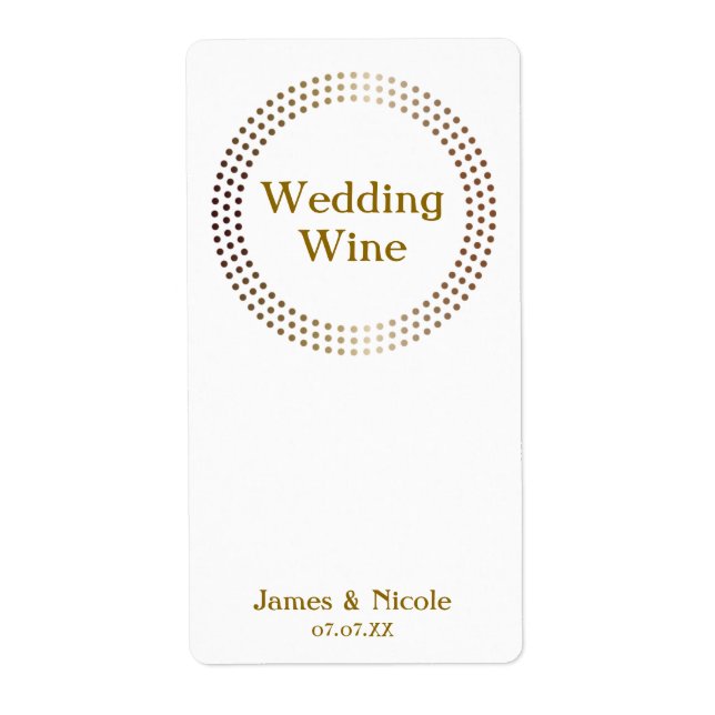 Dotted Gold Circles Modern Dots Wine Labels (Front)