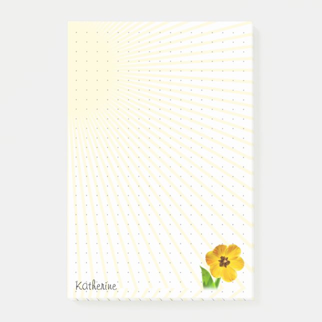 Dotted Grid - Cute Yellow Open Tulip Floral Photo Post-it Notes (Front)