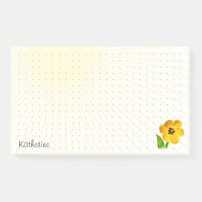 Dotted Grid - Cute Yellow Open Tulip Floral Photo Post-it Notes (Front)