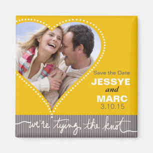 Dotted Heart Save the Date yellow grey Magnet