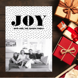 Dotted Joy Holiday Photo Card Black