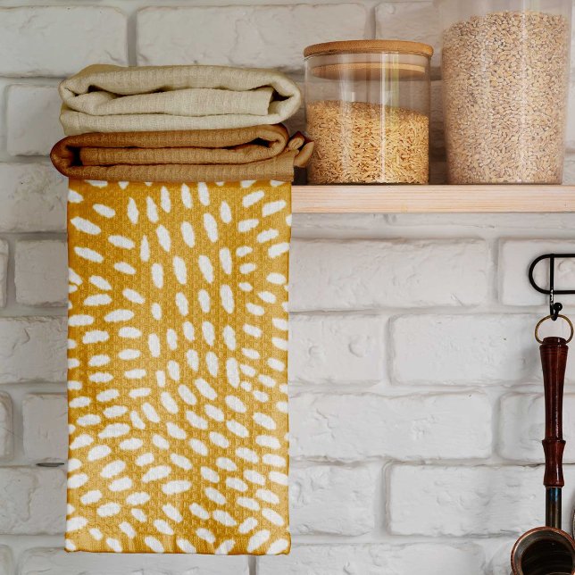 Dotted lines burnt yellow pattern tea towel (Creator Uploaded)