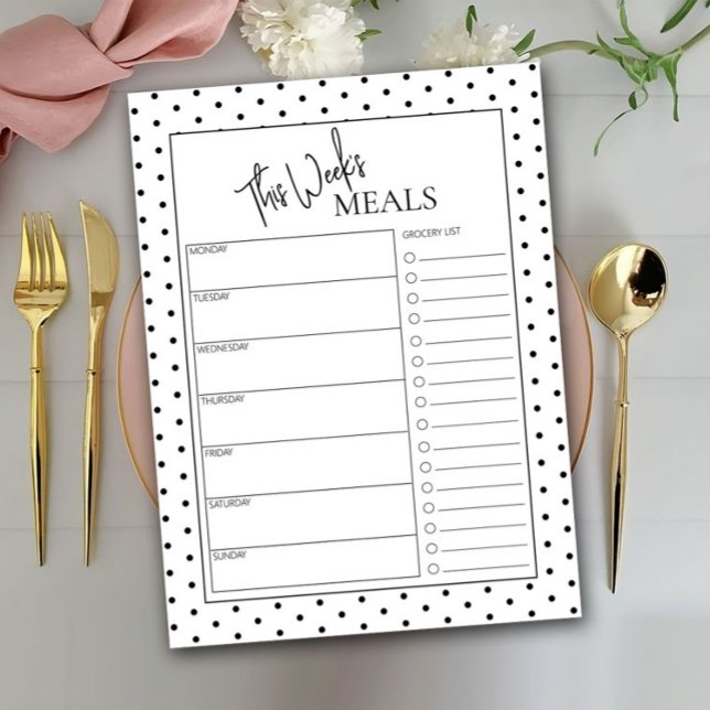 Dotted Minimal Script Text Weekly Meal Planner (Creator Uploaded)