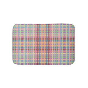 Dotted Pastel Plaid Pattern  Bath Mat