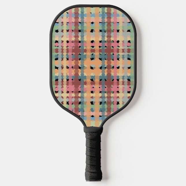 Dotted Pastel Plaid Pattern Pickleball Paddle (Front)
