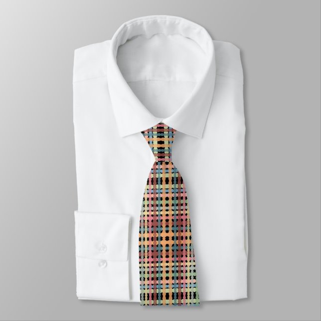 Dotted Pastel Plaid Pattern  Tie (Tied)