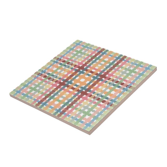 Dotted Pastel Plaid Pattern  Tile (Side)