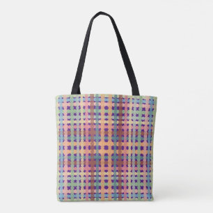 Dotted Pastel Plaid Pattern Tote Bag