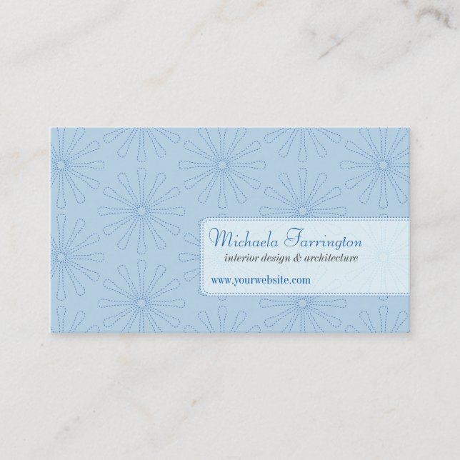 Dotted Petals Powder Blue Business Card (Front)