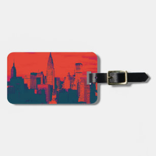 Dotted Red Blue Retro Style Pop Art New York City Luggage Tag