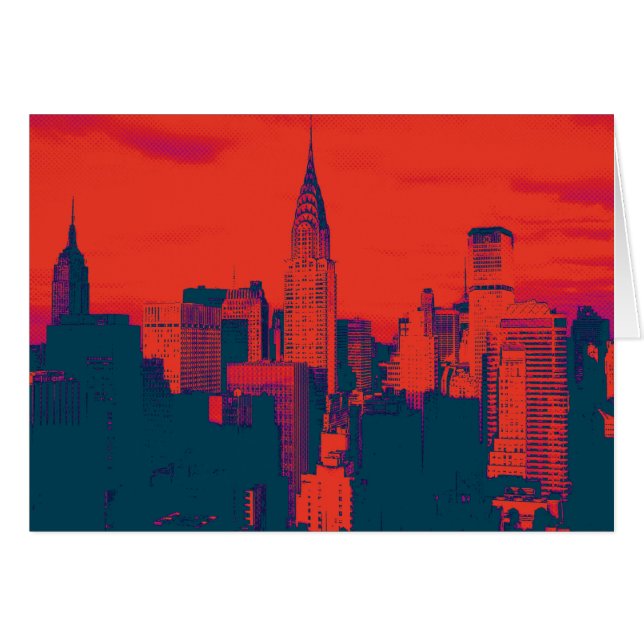 Dotted Red Retro Style Pop Art New York City (Front Horizontal)