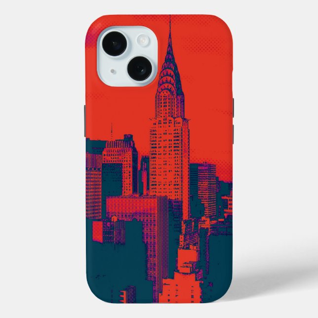 Dotted Red Retro Style Pop Art New York City Case-Mate iPhone Case (Back)