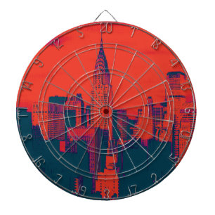 Dotted Red Retro Style Pop Art New York City Dartboard