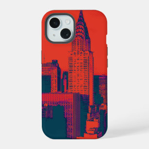 Dotted Red Retro Style Pop Art New York City iPhone 15 Case