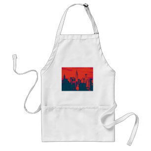 Dotted Red Retro Style Pop Art New York City Standard Apron