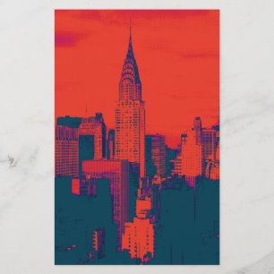 Dotted Red Retro Style Pop Art New York City Stationery