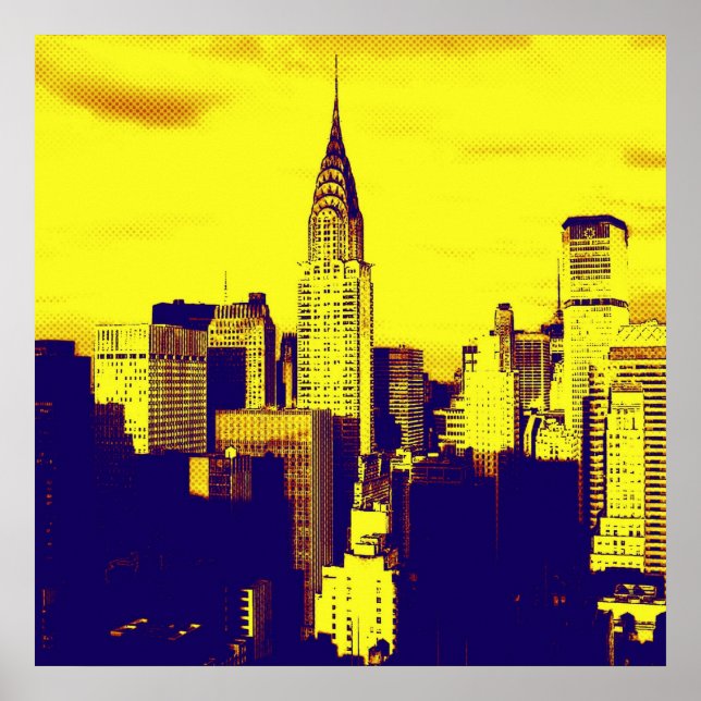 Dotted Retro Style Unique Pop Art New York Poster (Front)