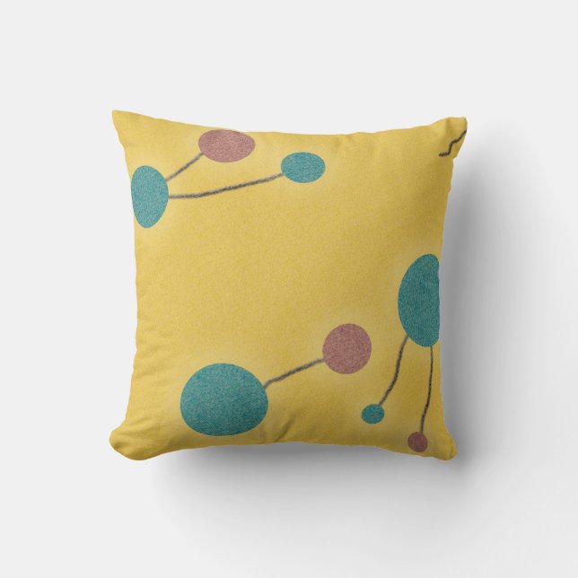 Dotted Retro Universe Yellow Cushion (Front)