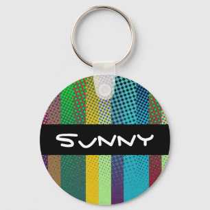 Dotted Stripes Pattern coloured + your ideas Key Ring