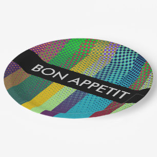 Dotted Stripes Pattern coloured + your ideas Paper Plate
