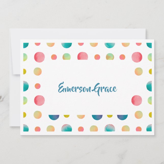 Dotted Thank You Stationery Card (Front)