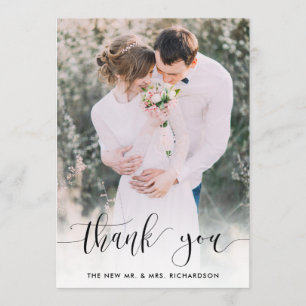 Dotted Thanks Wedding Photo Thank You Card