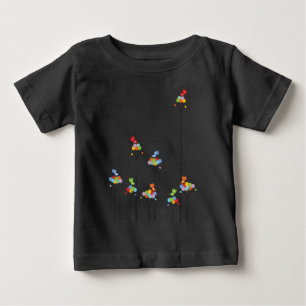 Dotted Trees & Cute Birds Colourful Custom T-shirt
