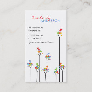 Dotted Trees & Cute Birds Fun Custom Profile Card