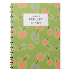 Dotted Universe Retro Green with Custom Text Label Notebook